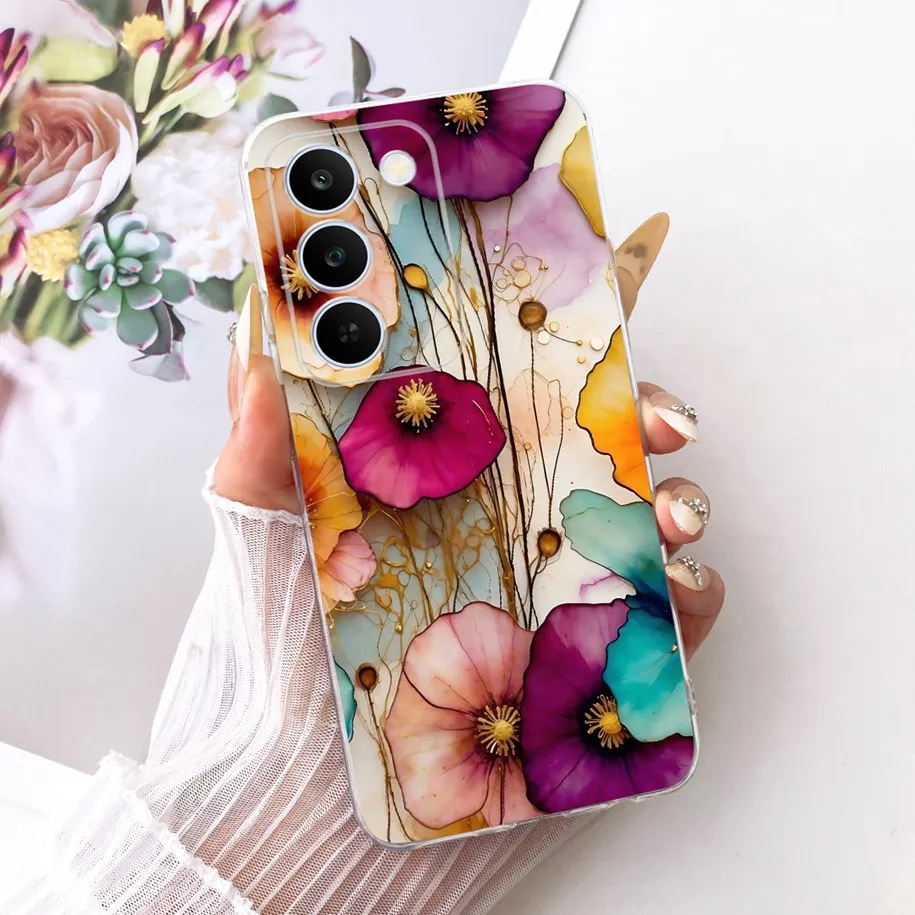Floral Bow Bumper Soft Silicone Clear Phone Case Cover