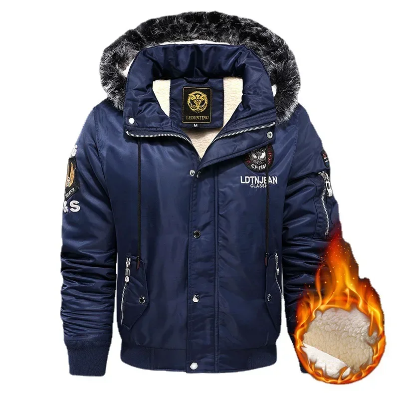 Men Winter Hooded Down Jackets Fleece Parkas Warm Coats New Male Outwear Casual Winter Coats Good Quality Men Slim Fit Jackets 4