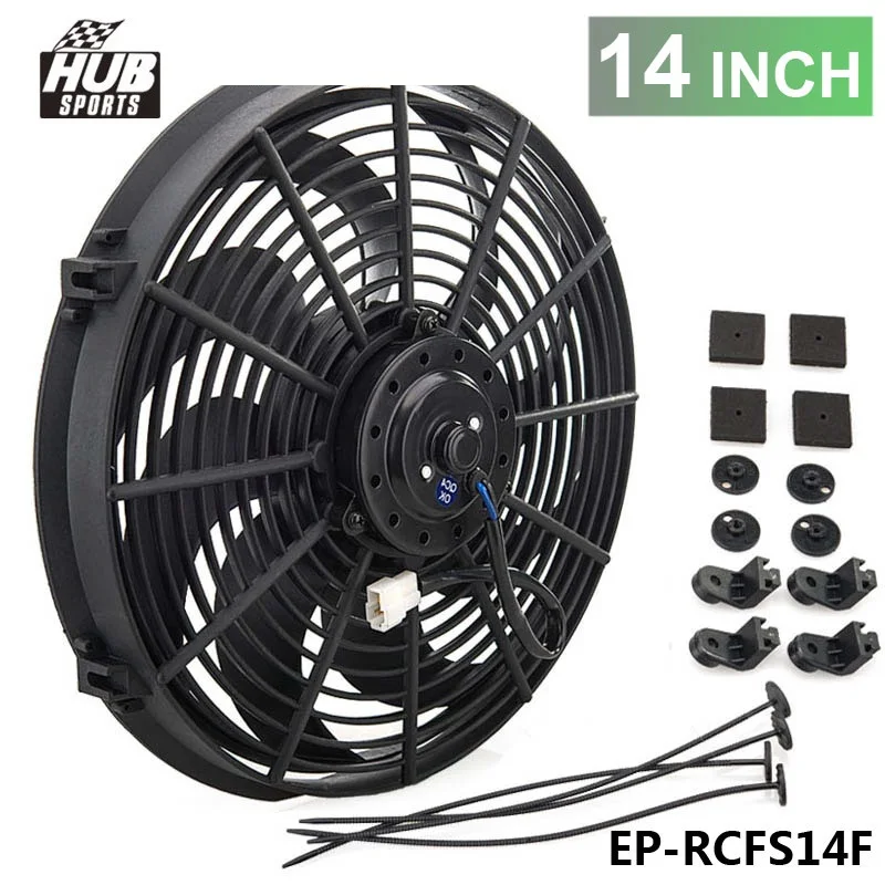 Racing Car Universal 12v 14" Electric Fan Curved S Blades Radiator Cooling Fan Hurcfs14f Fans