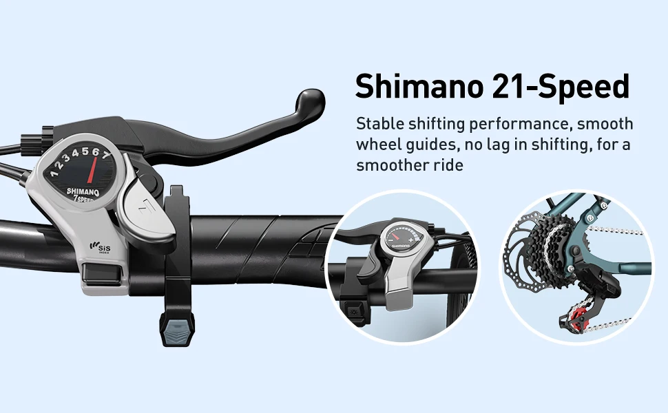 Aairsk GT900 E-Bike für Erwachsene, Elektrofahrrad mit Shimano 21-Gang-Schaltung, 36V13AH Akku, Pendler-Elektrofahrrad mit 26-Zoll-Reifen – Detail 6