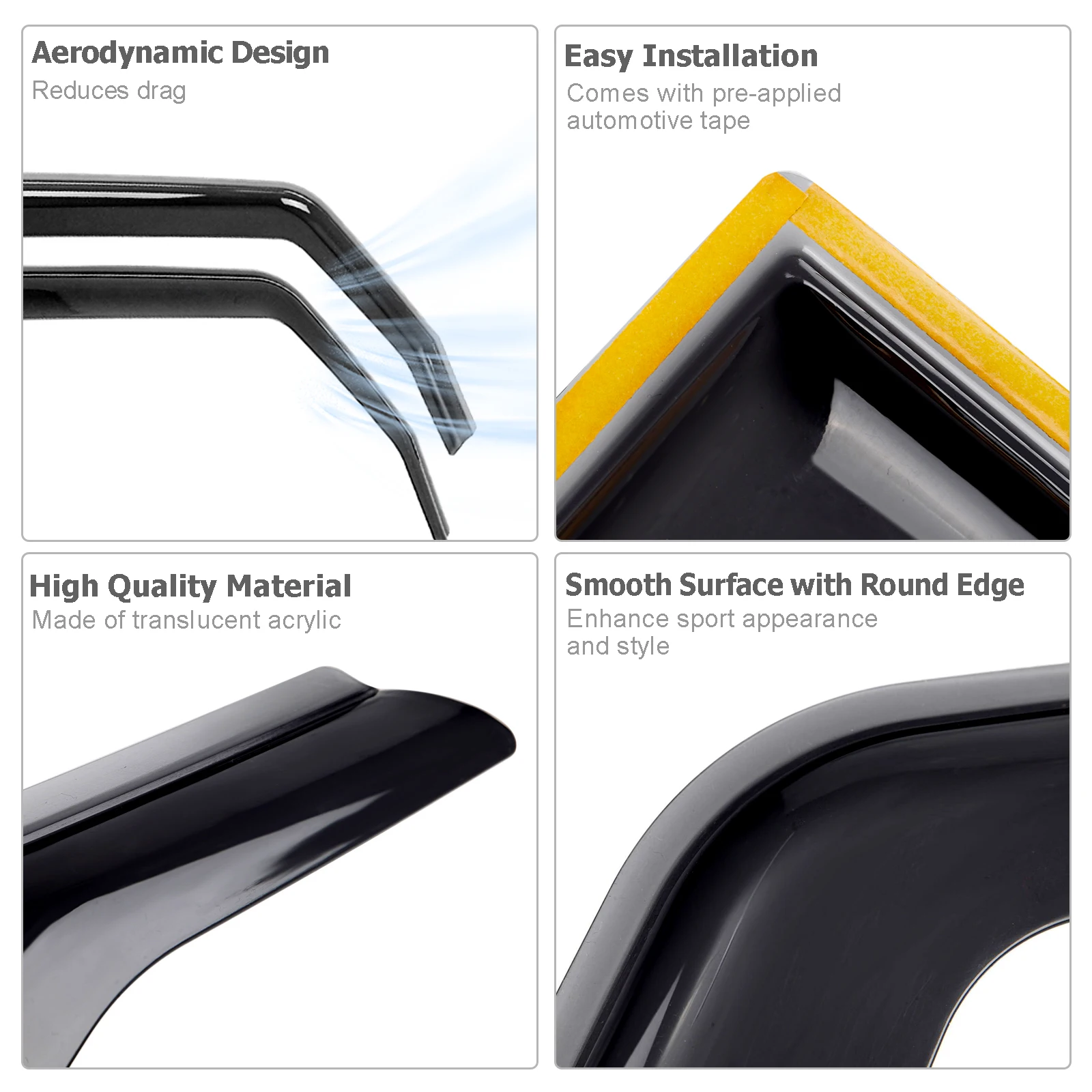 Side Window Deflector Exterior Weather Shield Shelters Wind Rain Shade Visor Guard car window deflectors Jeep Wrangler 2/4-door JK 2007 -