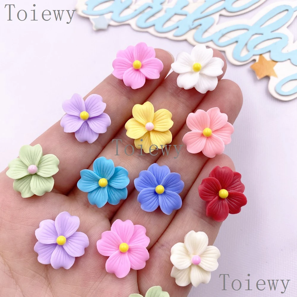 50 Stück Harz Kawaii Bunte 16mm Blume Flache Rückseite Stein Edelstein Sammelalbum DIY Hochzeit Weihnachten Kunst Dekor Schmuck Handwerk Zubehör
