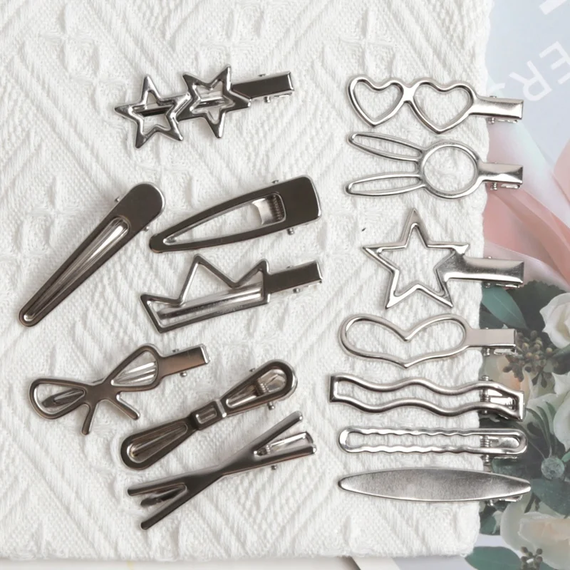 28Pcs/Set Fashion Metal Hair Clips Women Girls Y2K Duckbill Hairpin Personality Headwear Barrettes Hairclip Styling Accessories