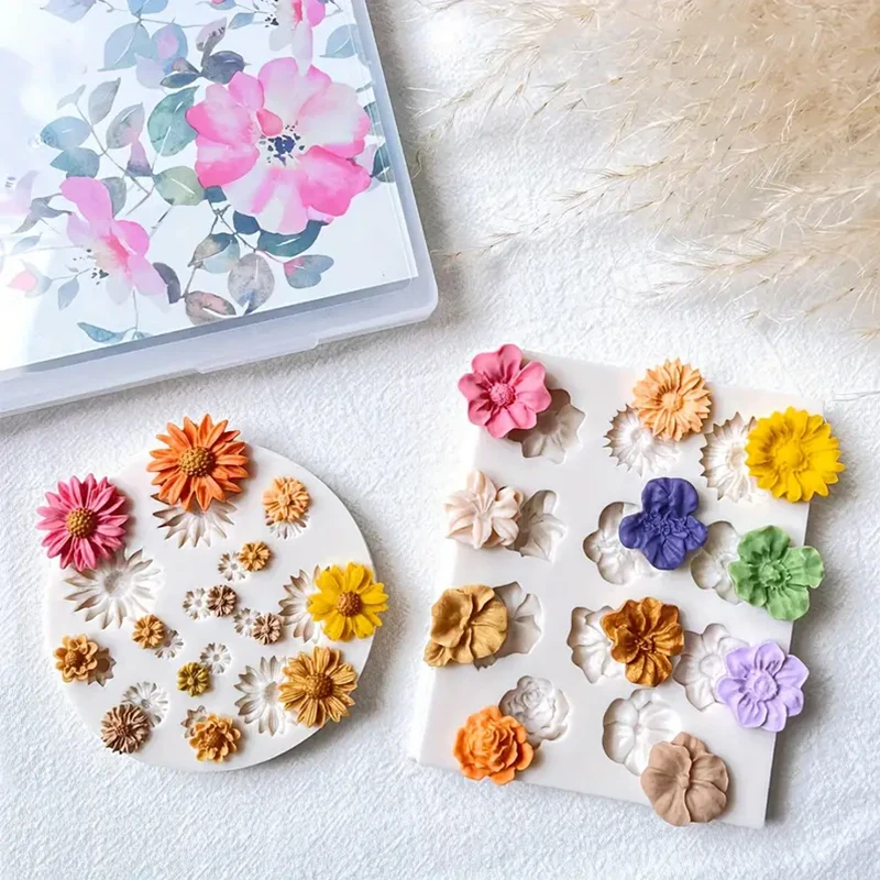 Small Daisy Sun Flower Silicone Mold DIY Fondant Chocolate Cake Decor Mould Craft Polymer Clay Earring Pendants Making Molds