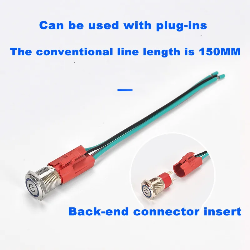Push button switch 10A 15A 20A waterproof high current metal 16MM19MM22MM automotive LED self-locking reset 3V5V6V12V24V220V