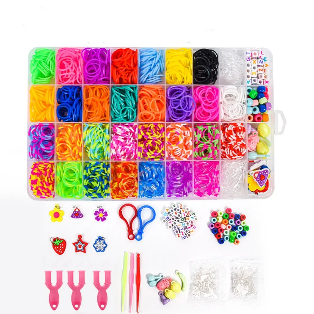KAMICURE® Kit Loom Band 2800+ Elastici - 30 Colori Con Perline Alfabeto E Accessori - Regalo Creativo Per Bambini