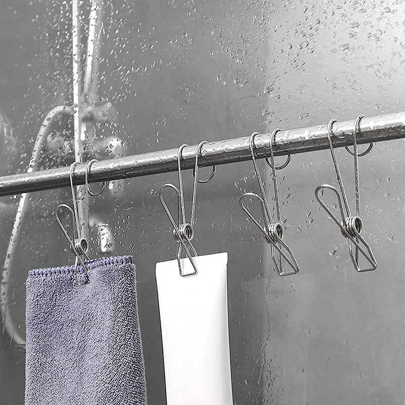 Wire Clothes Pins Clips Stainless Steel Long Tail Clips Hooks Hanging Universal Clip 6Pcs clothes clips