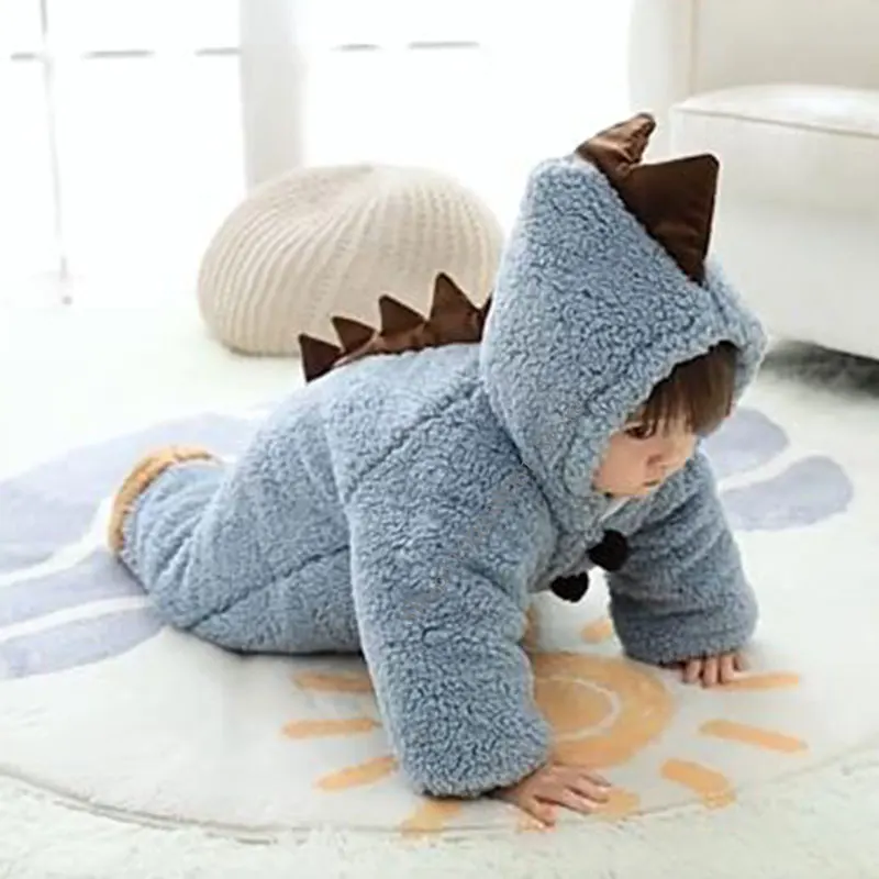 

Baby Jumpsuit Autumn And Winter Newborn Clothes Winter Thick Warm Boy And Girl Cartoon Climbing Hooded Romper Outing Clothes