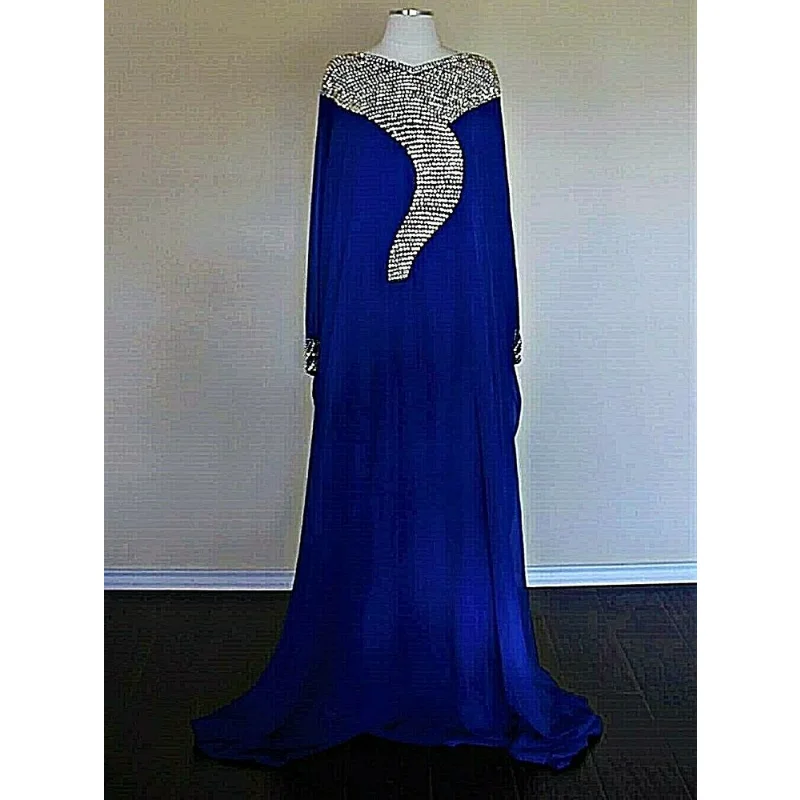 

Royal Blue Moroccon Stone Work Dubai Kaftan Farasha Abaya European and American Fashion Trends