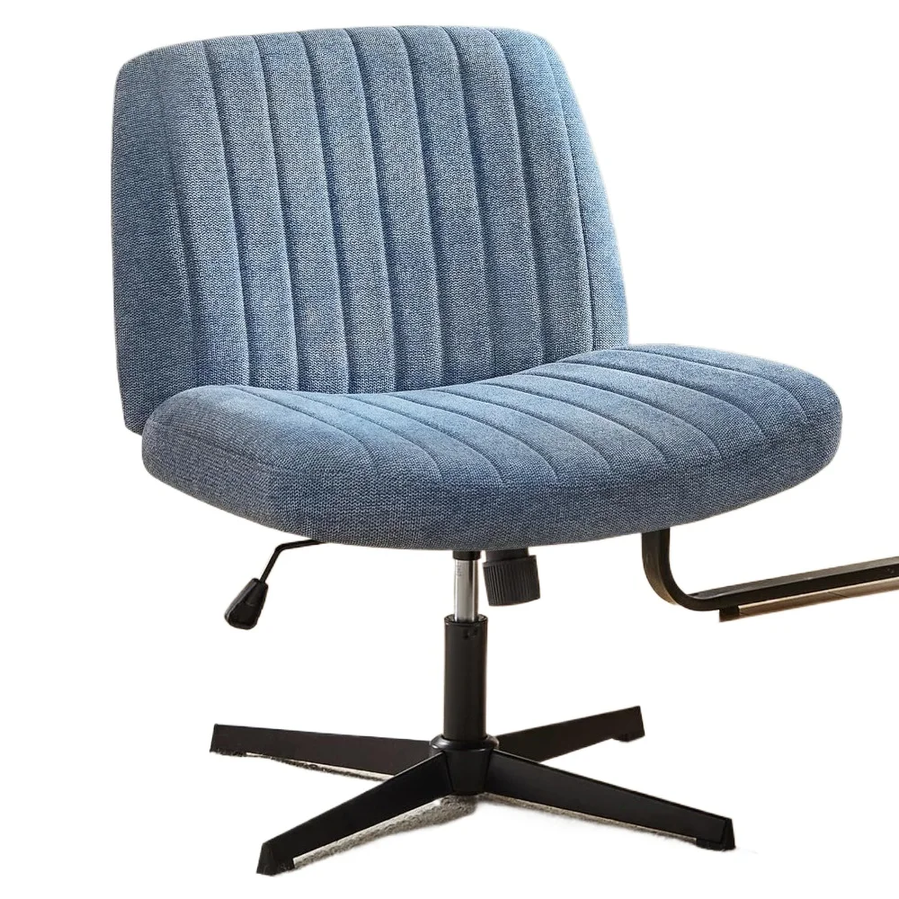 

Swivel Vanity Chair, Height Adjustable Wide Seat Computer Task Chair, Fabric Vanity Modern Home Chair Blue