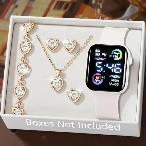6-piece set of fashion electronic watch necklace earrings ring set for teenagers boys and girls, the best choice for frien - Image 3