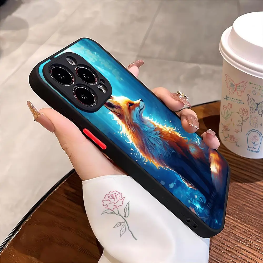 

Cute Cartoon Animal Fox Phone Case for iPhone 13 15ProMax 14 11 12 Pro Max Mini 8 7 Plus SE2020 XS Max X XR Matte Black Cover