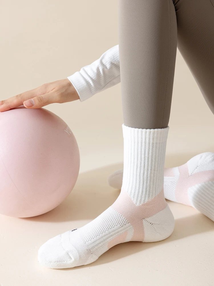 Womens Pilates Socks Yoga Socks Barre Gym Athletic for Women Cycling Socks, Athletic Thick Cushioned Running Hiking