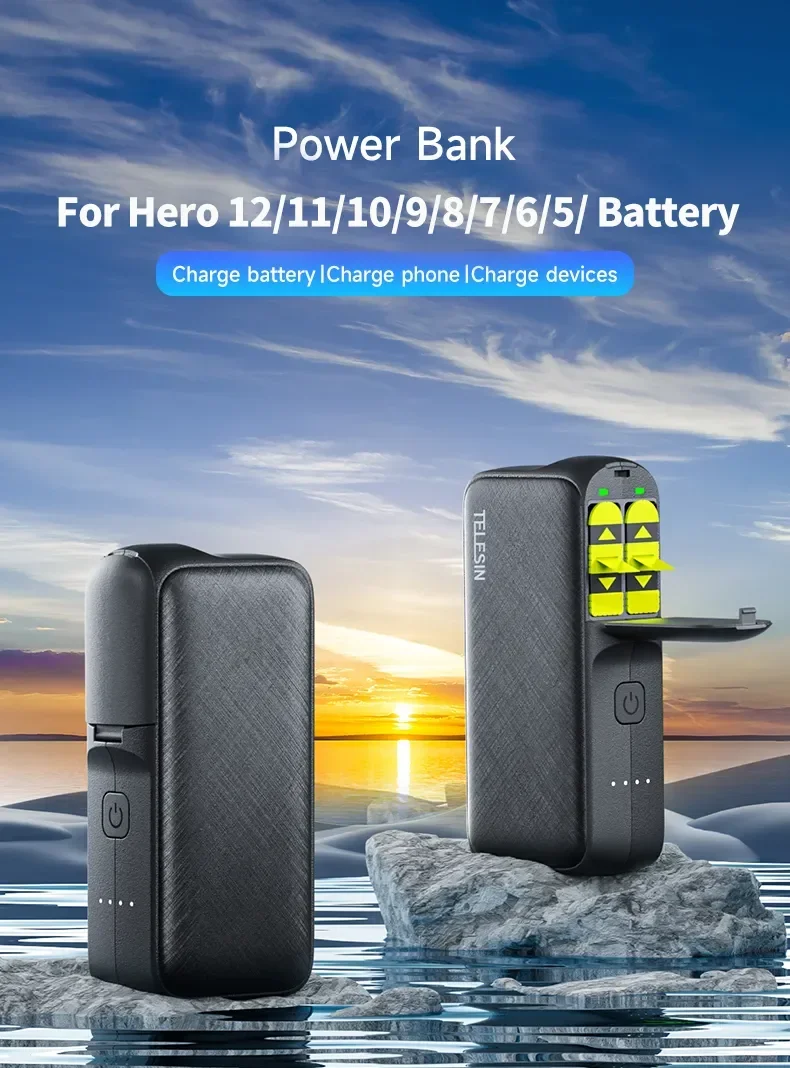 Description Picture 6 of itemTELESIN Power Bank for GoPro Hero 12 11 10 9 10000mAH with 20W PD Fast Charging Portable Battery Charger For Gopro Action Camera