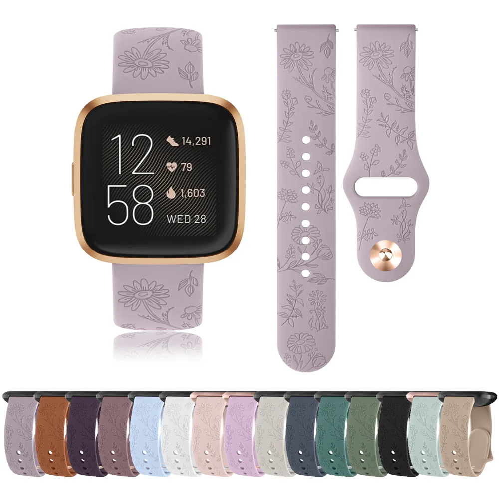 

Flower Engraved Band For Fitbit Versa/Versa 2/Versa Lite Strap Watchband Silicone Bracelet For Fitbit Versa Special Edtion Band