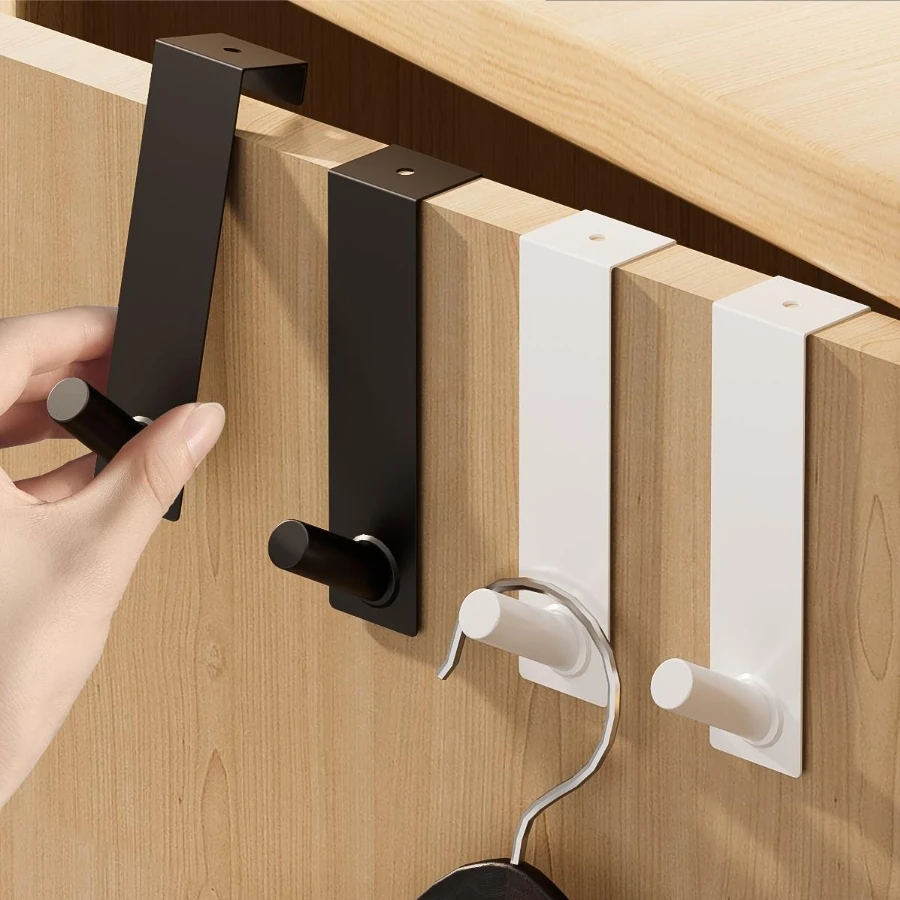 

Space Aluminum Wardrobe Door Hooks Punch-Free Kitchen Door Back Hook Bathroom Towel Hanger Drawer Cabinet Hook Home Gadgets