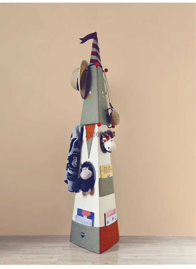 **Children's coat rack Floor-to-ceiling hanger Shelf Picture book Toy hole storage rack