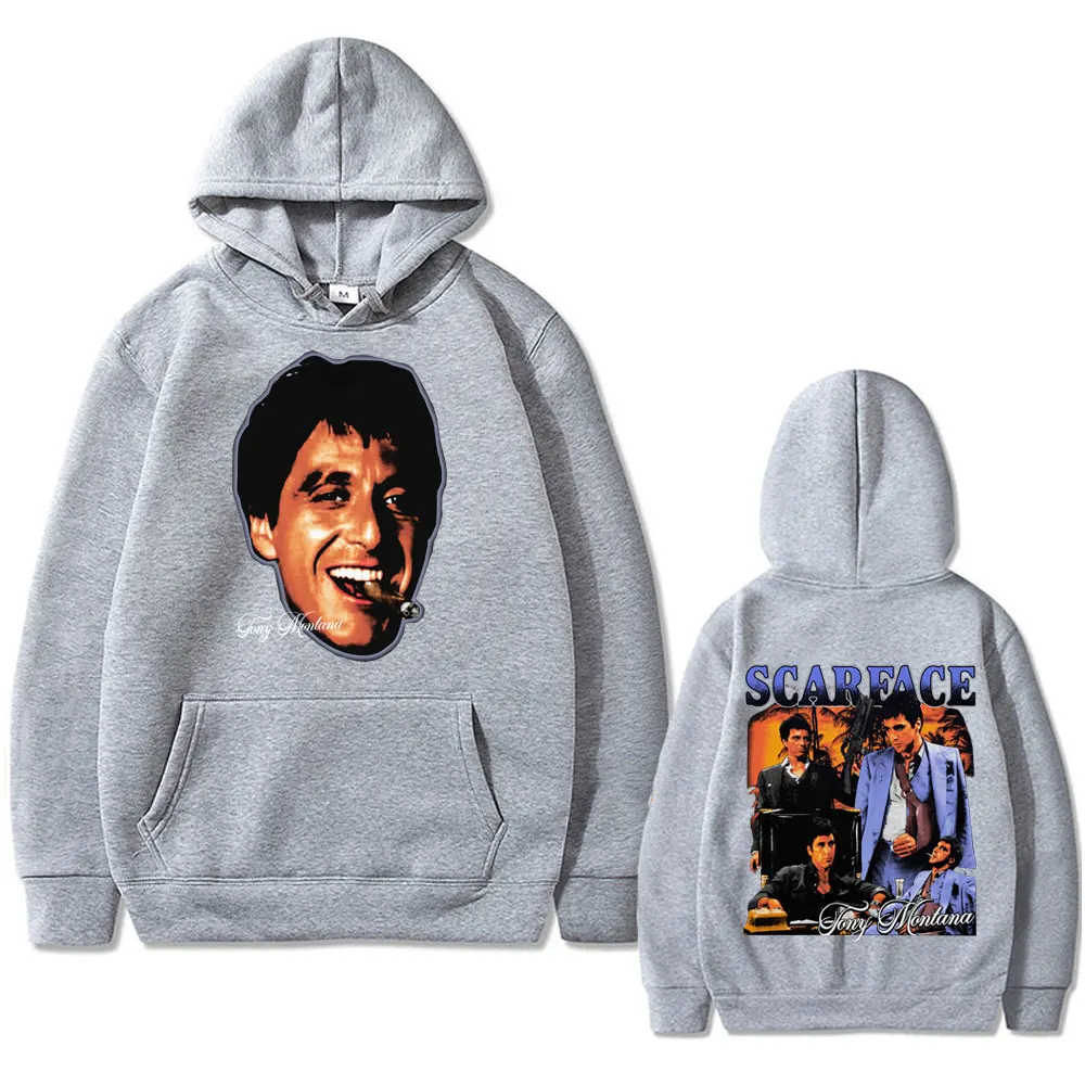 Classic Movie Scarface Al Pacino As Tony Montana Graphic Print Hoodie Male Vintage Oversized Hoodies Men Casual Rock Sweatshirt