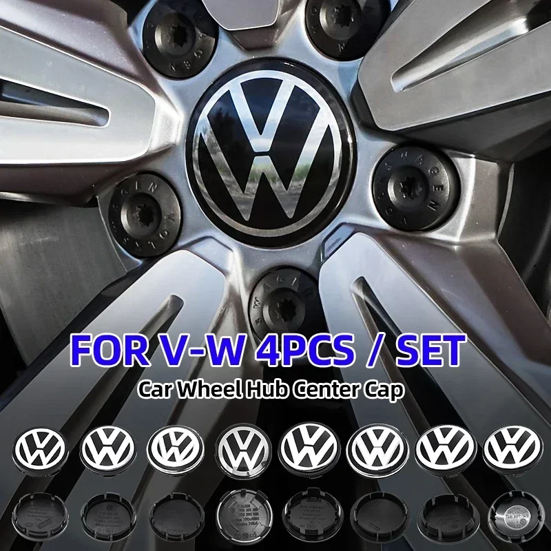 폭스바겐 VW 2025 핫 4개 세트 56/65/66mm 자동차 휠 센터 허브 캡 커버 교체 액세서리 (폭스바겐 VW R GTI 골프용)