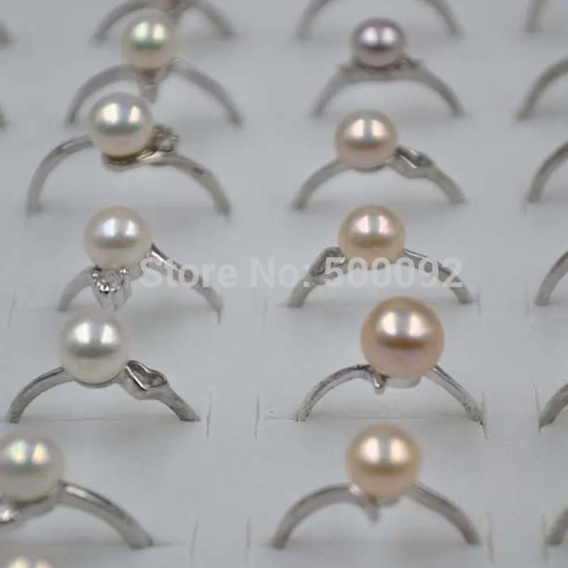 

Wholesale 100 pcs mix style 6-7mm freshwater pearl rings free shipping