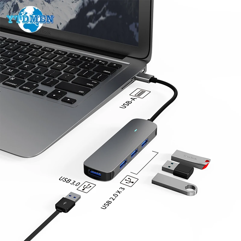 

4 in 1 USB HUB High Speed Type C Adapter 5Gbps Multiport Splitter For Macbook Air Pro iPad Pro M2 M1 PC Computer Accessories