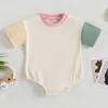 Citgeett Summer Infant Baby Boys Girls Casual Bodysuit Short Sleeve O Neck Contrast Color Playsuit Clothes 2