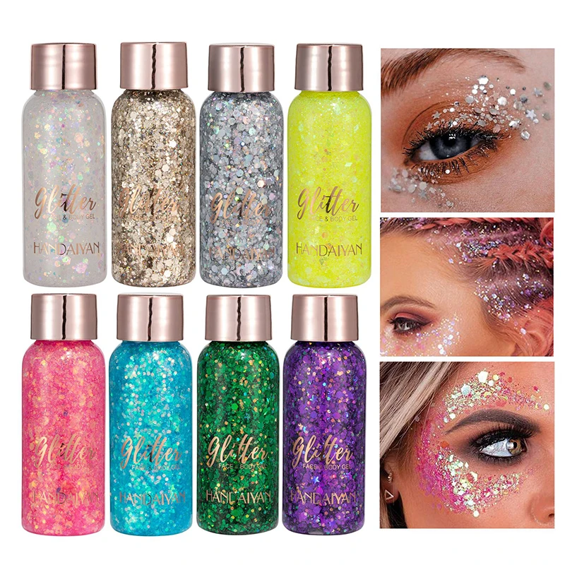 Face Glitter Gel Eye Glitter Nail Hair Body Face Stickers Gel Festival