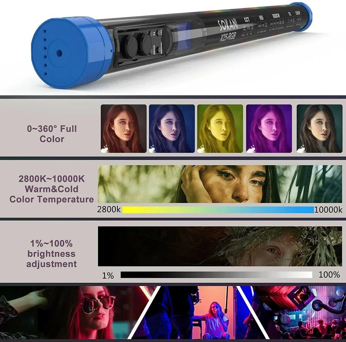 【DO BRASIL】Sokani X25 RGB LED Video Light Handheld Tube Wand Stick  CTT Photography Lighting 3000mAh APP for YouTube Tiktok — view 5