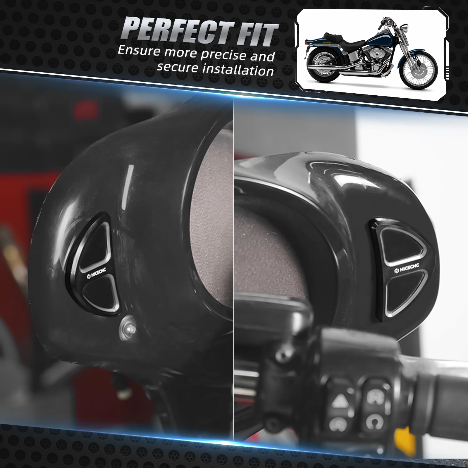 Für Harley Street Glide FLHX Special FLHXS 2014–2023, Verkleidung, Spiegellochstopfen, Abdeckungen, ST FLHXST 2022–2023, CVO FLHXSE 2015–2022 – Detail 3