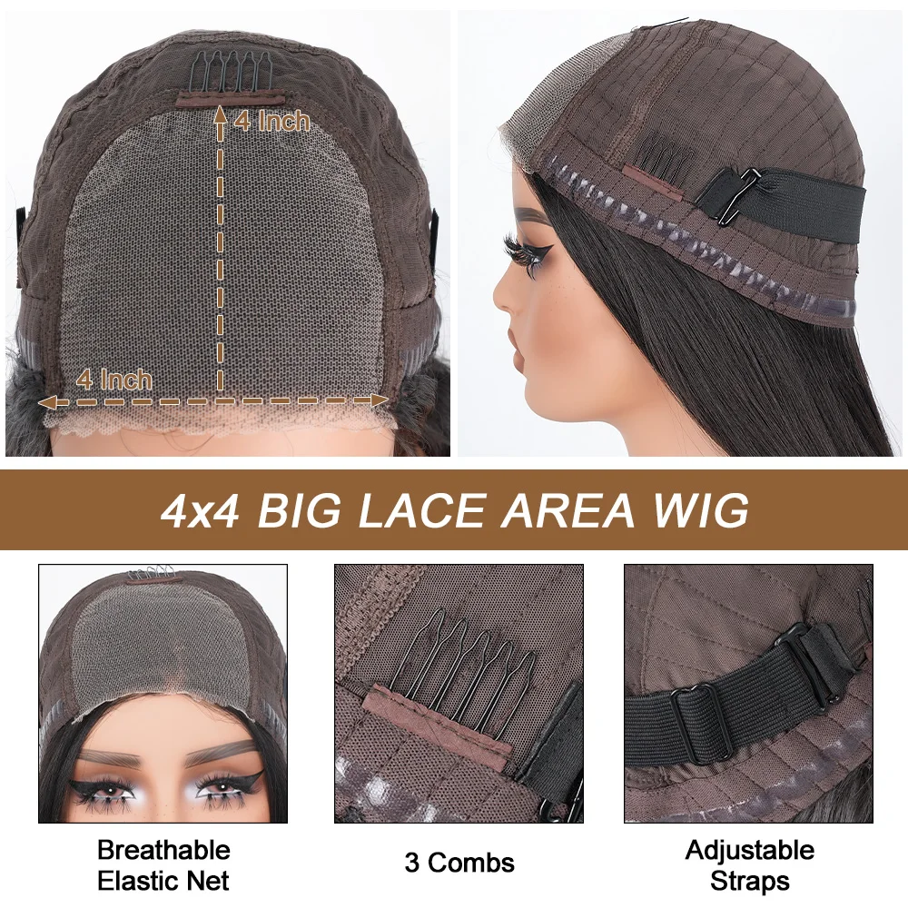 Synthetic straight lace front wig easy to wear glueless pre plucked pre cut upgraded no glue HD lace front wig for women lace front wig