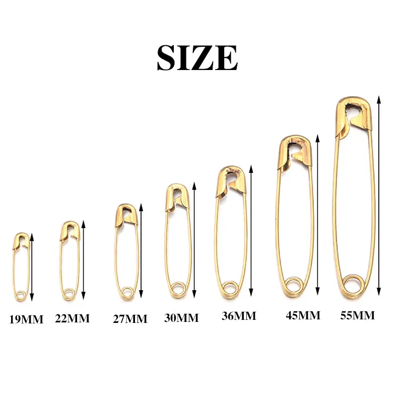 100Pcs 실버 녹 방지 내구성 안전 핀 멀티 크기 19mm 22mm 27mm 32mm 38mm 45mm 55mm DIY 공예 봉제 액세서리
