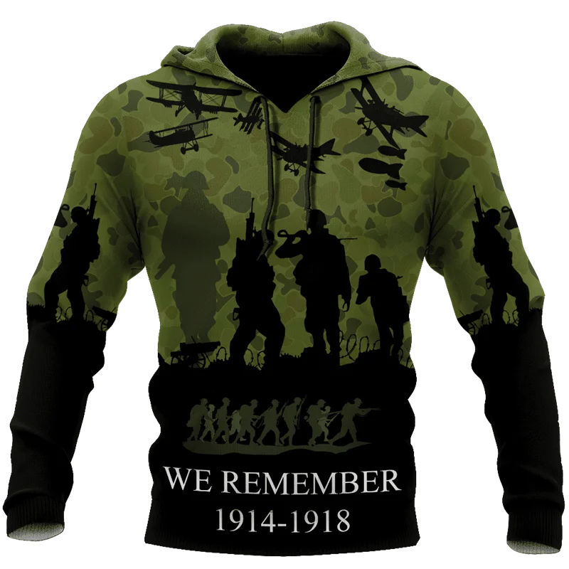 thumbnail image 1 of Sudadera con capucha con estampado 3D del Día de Anzac para hombre, ropa para que no olvidemos a Australia y Nueva Zelanda, sudaderas con héroes, suéteres con flores Remember, 1 of 5