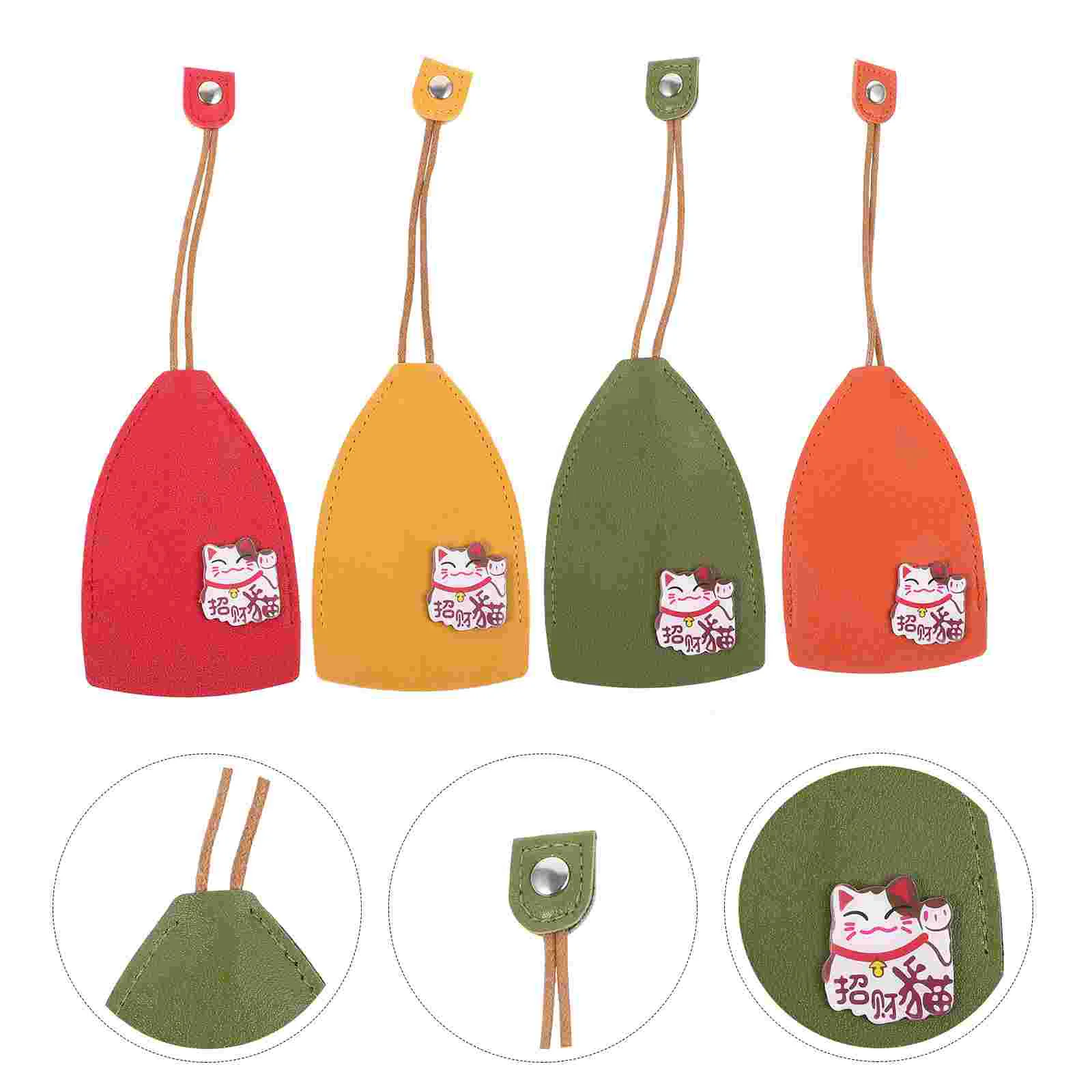 

4pcs Cute Pu Key Bag Pull-out Car Key Case Cute Car Key Case Portable Key Bags