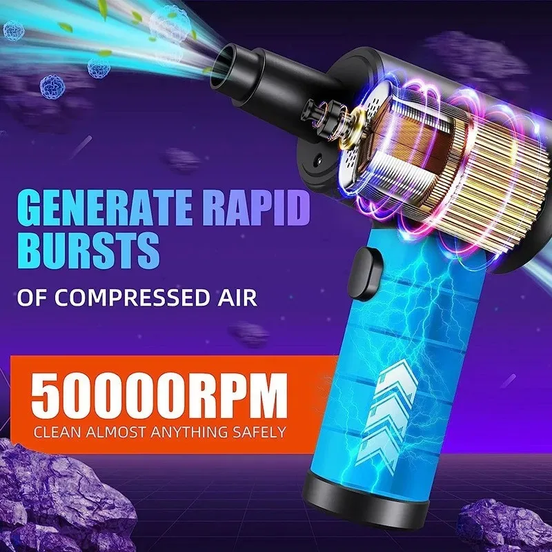 Electric air blower compressed 51000 RPM for computer keyboard PC car clean USB charging portable wireless