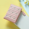 Stylish Clutch Affordable PU Leather Short Wallet New Mini Zipper Money Bag Solid Color Flower Card Holders Girls Women Purse 2
