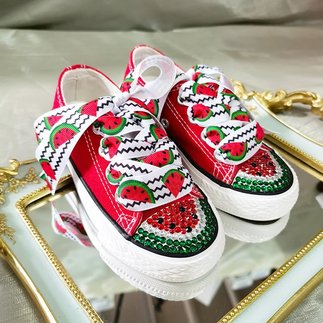 Random Lollipop Rainbow Candy Canvas Simulation Diy Kids Pearls Sneakers  For Girl Birthday Party Dollbling Handmade Bling Shoes - Children's Flats -  AliExpress