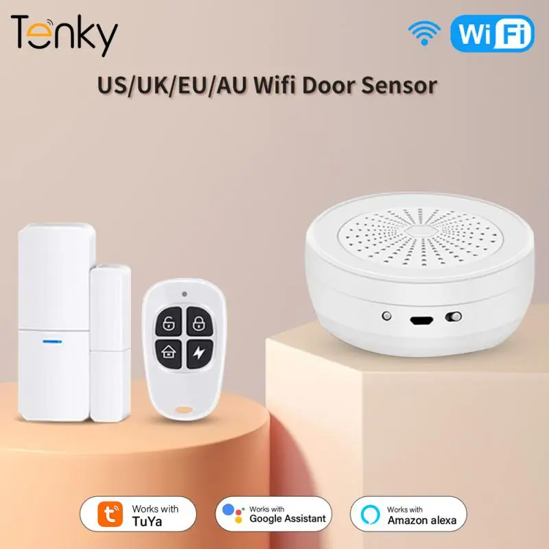 

Tenky Tuya US/UK/EU/AU Wifi Door And Window Sensor App Control Smart Home Security Alarm System Work With Alexa/Google Assistant