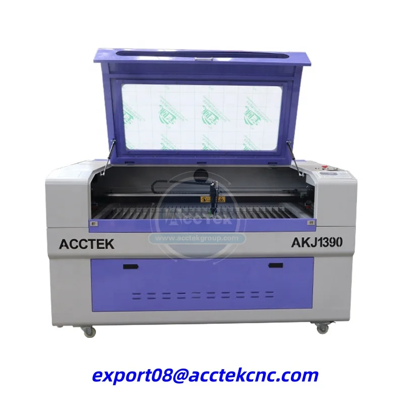 آلة قطع بالليزر AccTek AKJ1390 بمساحة عمل 1300*900 مم، قاطع ليزر CO2 للمواد غير المعدنية كالخشب والحجر والخشب الرقائقي