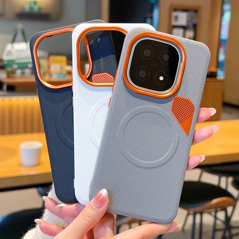Premium Magnetic PU Leather Case with Lens Protection and Heat Dissipation
