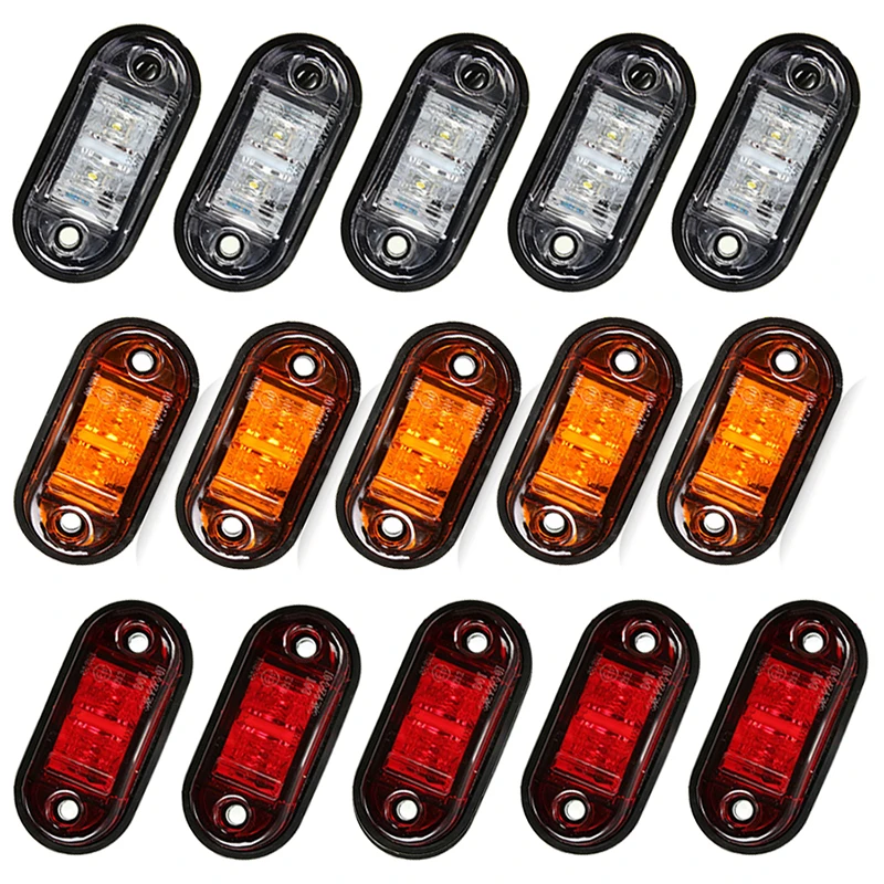 

10PCS Warning Light LED Diode Light Oval Clearance Trailer Truck Orange White Red LED Side Marker Lamp 12V 24V Truck Accessorie