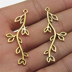 Elegant Alloy Branch Charms Set - Antique Silver & Gold Finish for DIY Jewelry Making (10 Pieces) (Antique Gold Plated)