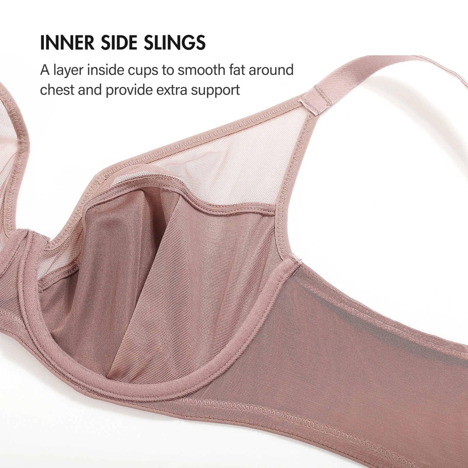 Women's Minimizer Plus Size Full Coverage Sheer Underwire Unlined Bra