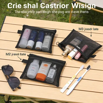 Borsa Cosmetica in Rete, Organizer da Viaggio per Trucchi, Pochette Portatile per Make-up, Beauty Case Piccolo e Grande