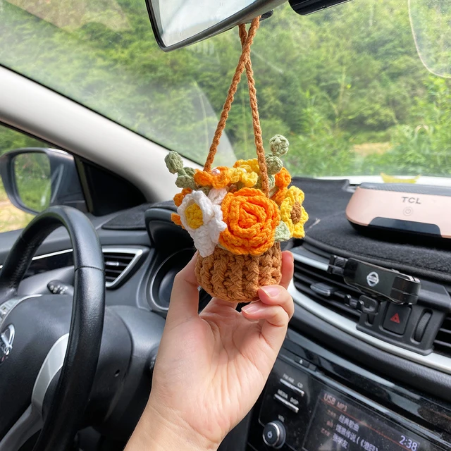 Crochet Daisy Plant Handmade Car Hanging Interior Decor Accessories For  Women Crochet Gadgets Succulent Plant Lover Gift - AliExpress