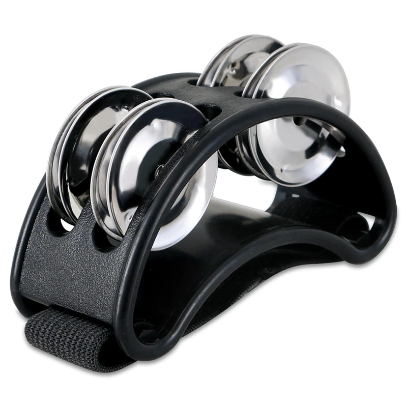 NALFI-2PCS Foot Tambourine Percussion, Musical Instrument Percussion Pedal With Steel Jingle Bells