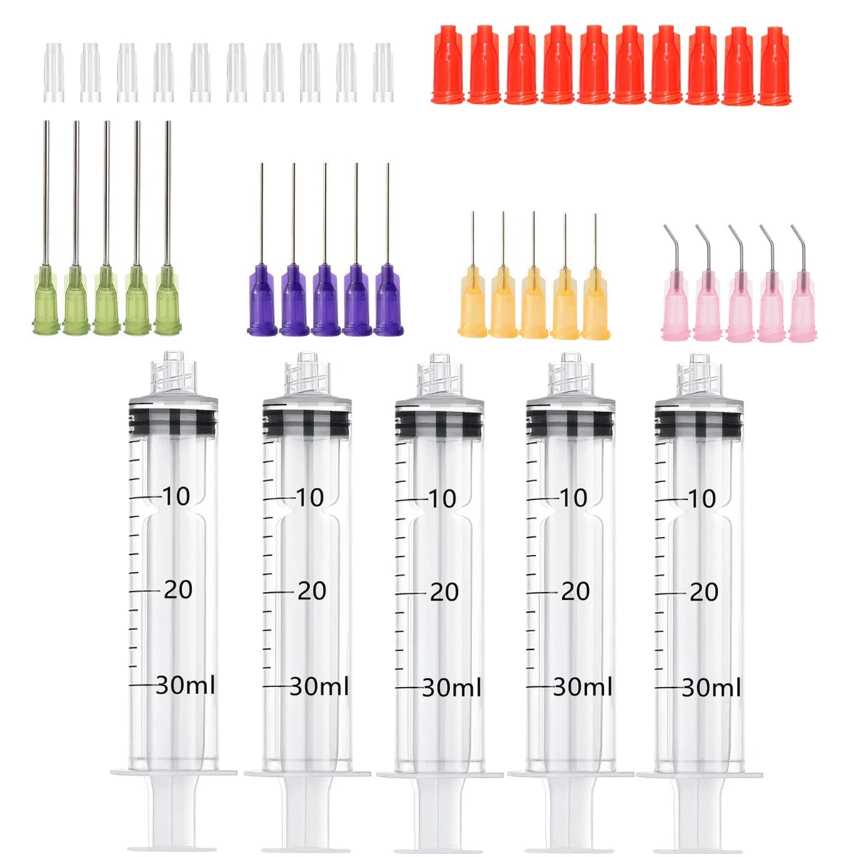 5-12pc 3-20ml Capacity Syringe Crimp Sealed with Blunt Needle Tips & Caps Transparent Syringes For Industrial Glue Oil Ink Usage