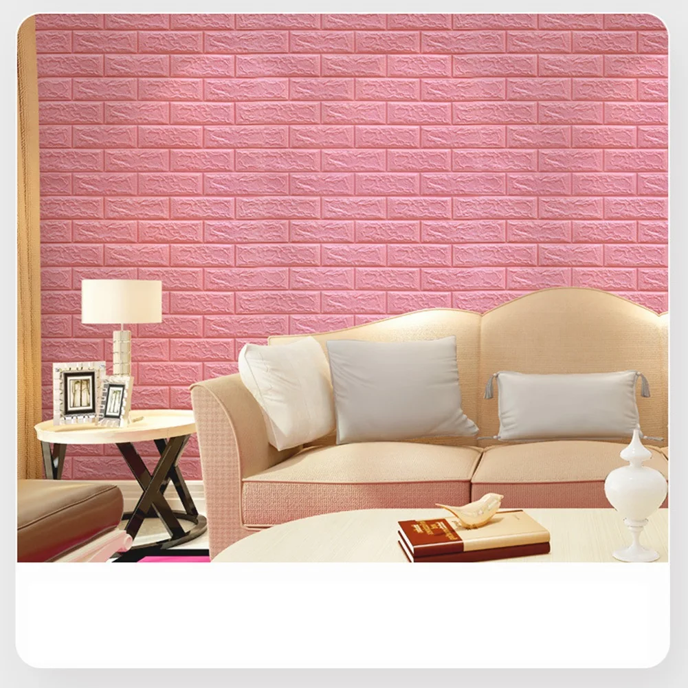 15Pcs Self-Adhesive 3D Brick Sticker DIY Waterproof Foam Wallpaper Room Kitchen Roof Ceiling Background Wall Decals-A