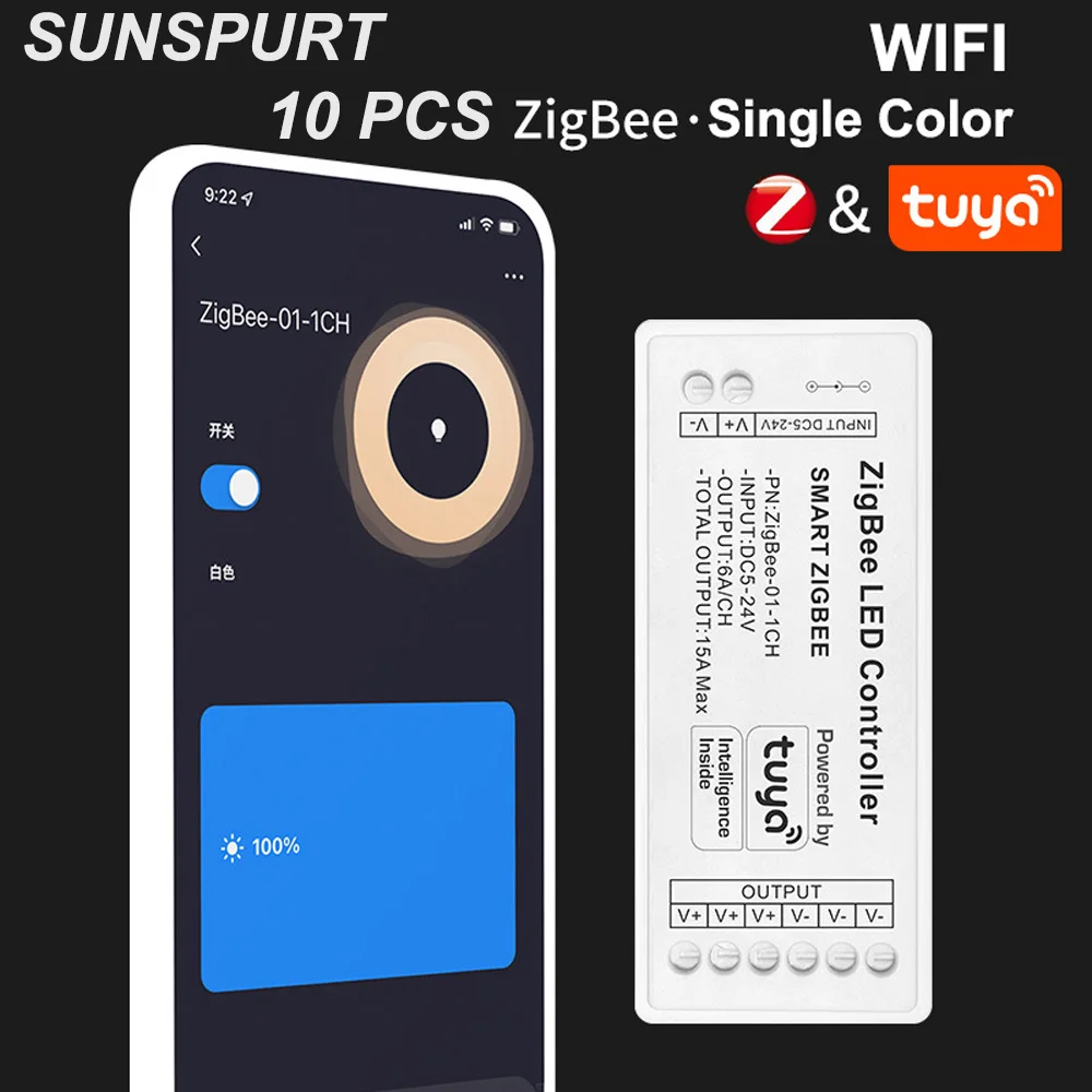 

Tuya Zigbee RGB Controller 15A 12V 180W Smart Life Gateway Hub 5V 24V Alexa Google 3CH COB CCT LED Strip Single Color Controller