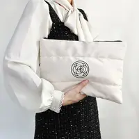 Portable Makeup Bag New Fashion Quilted Cotton Floral Cosmetic Storage Bag Large capacity Solid Color Travel Toiletry Bag 1