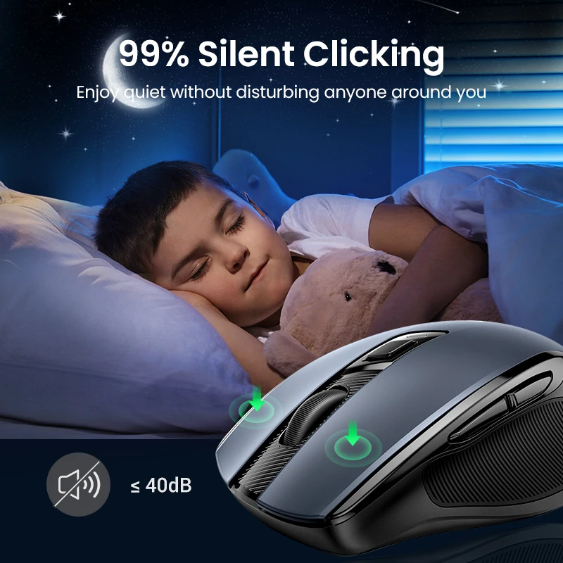 Ergonomic Wireless Bluetooth Mouse with 4000DPI and Silent Clicks